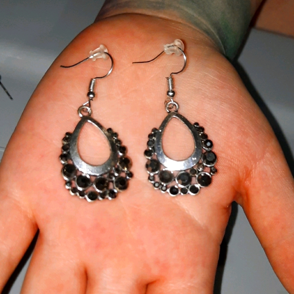 Black dangling earrings